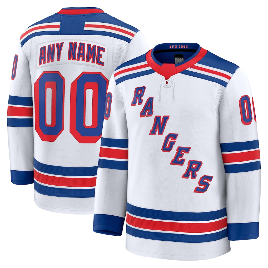 CAdoa Custom NY.Rangers White Away Premium Jerseys