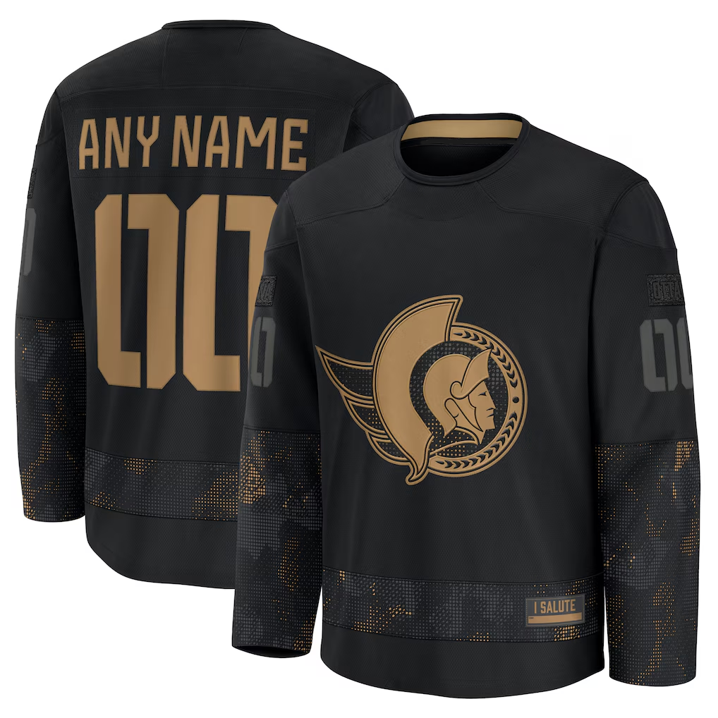 CAdoa Custom O.Senators Black 2024 Military Appreciation Practice Jerseys