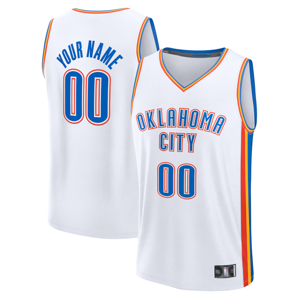 CAdoa Custom OC.Thunder White Fast Break Stitched Jerseys- Association Edition