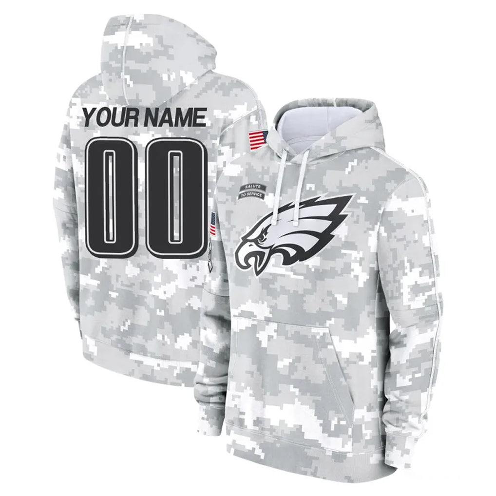 CAdoa Custom P.Eagles Arctic Camo Salute to Service Pullover Hoodies Limited Game Any Name & Numbers Stitched Jerseys