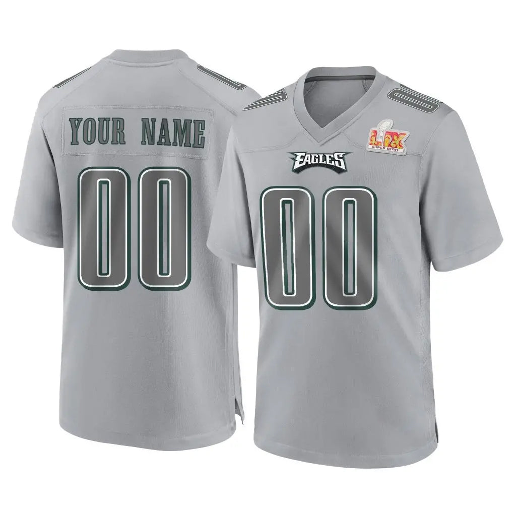 CAdoa Custom P.Eagles Gray Atmosphere Fashion Super Bowl LIX Home Game Any Name & Numbers Stitched Jerseys
