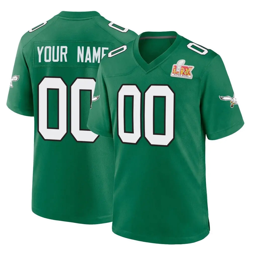 CAdoa Custom P.Eagles Green Kelly Alternate Super Bowl LIX Home Game Any Name & Numbers Stitched Jerseys