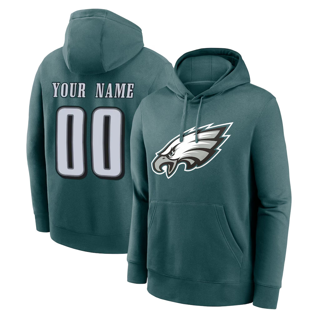CAdoa Custom P.Eagles Midnight Green Performance Pullover Hoodies Home Game Any Name & Numbers Stitched Jerseys