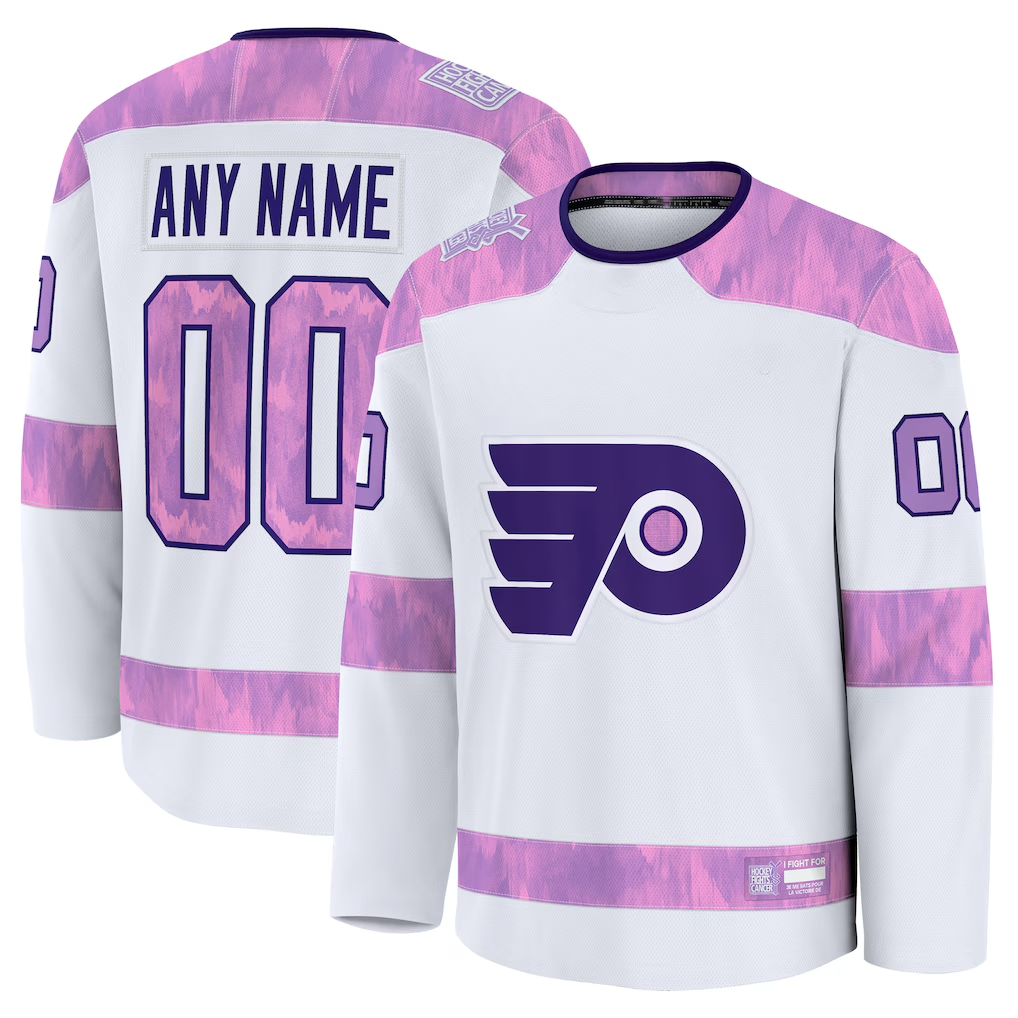 CAdoa Custom P.Flyers White 2024 Hockey Fights Cancer Practice Jerseys