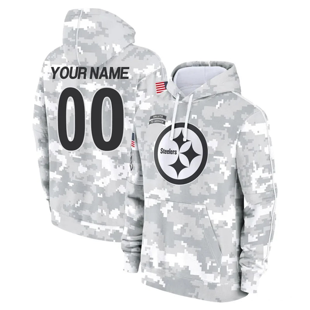 CAdoa Custom P.Steelers Arctic Camo Limited Salute to Service Pullover Hoodies Game Any Name & Numbers Stitched Jerseys