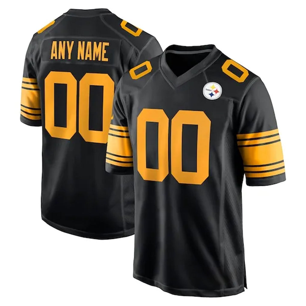 CAdoa Custom P.Steelers Black Color Rush Home Game Any Name & Numbers Stitched Jerseys
