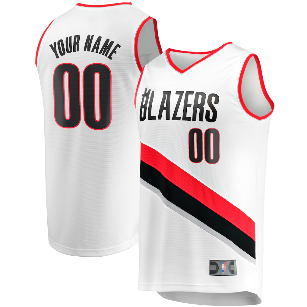 CAdoa Custom PT.Blazers Fanatics White Fast Break Replica Jerseys - Association Edition