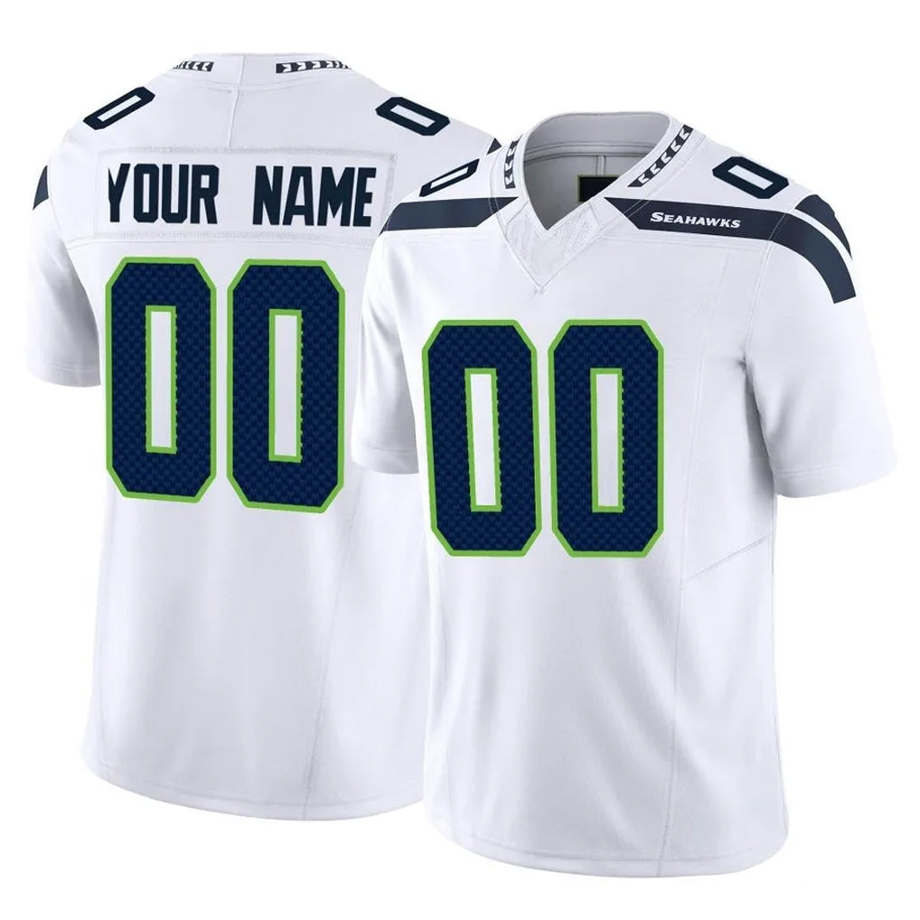 CAdoa Custom S.Seahawks White Limited Vapor F.U.S.E. Home Game Any Name & Numbers Stitched Jerseys