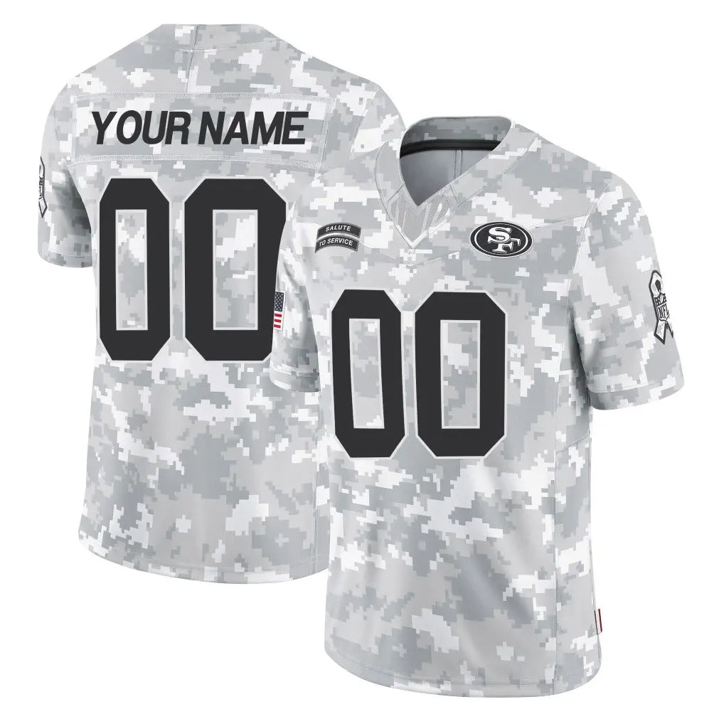 CAdoa Custom SF.49ers Arctic Camo Limited Salute To Service Home Game Any Name & Numbers Stitched Jerseys