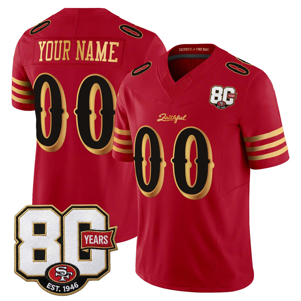 CAdoa Custom SF.49ers Red Limited 80th Rivalries Collection Home Game Any Name & Numbers Stitched Jerseys