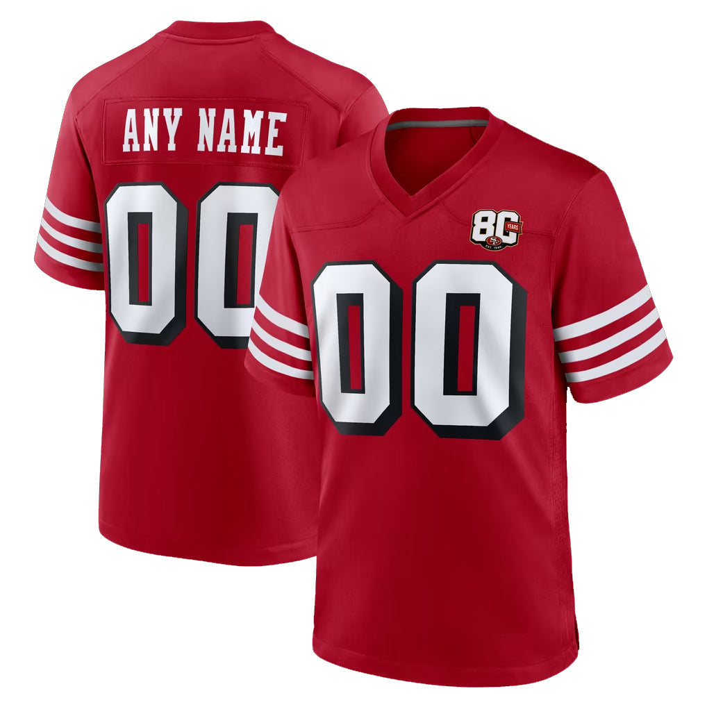 CAdoa Custom SF.49ers Red Limited Alternate 80th Vapor Home Game Any Name & Numbers Stitched Jerseys