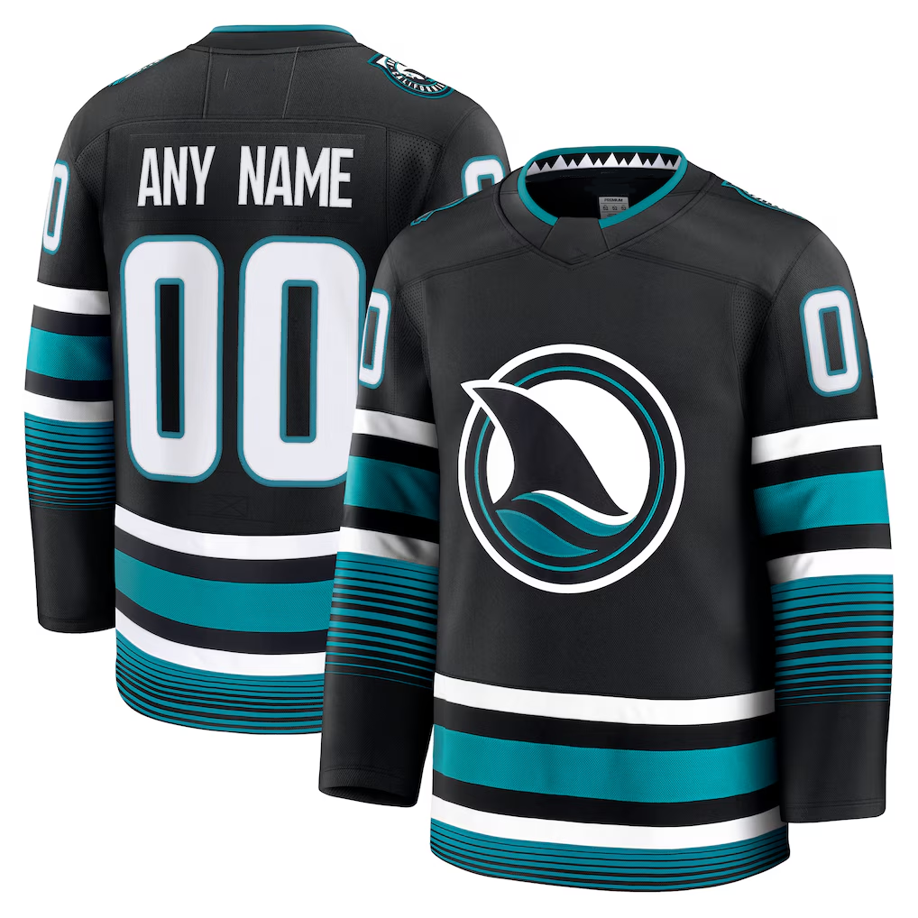 CAdoa Custom S.Jose Sharks Black Alternate Premium Jerseys