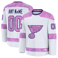CAdoa Custom St.L.Blues White 2024 Hockey Fights Cancer Practice Jerseys