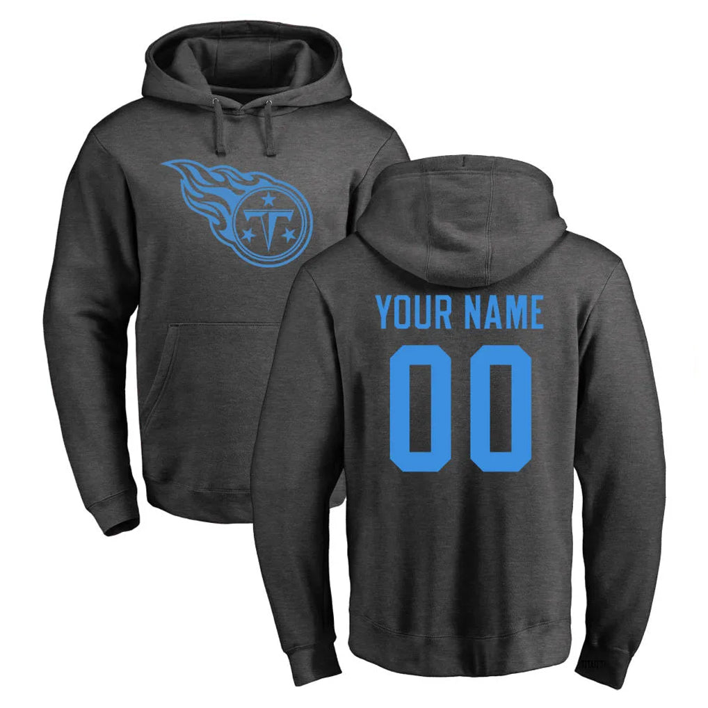 CAdoa Custom T.Titans Ash One Color Pullover Hoodies Home Game Any Name & Numbers Stitched Jerseys