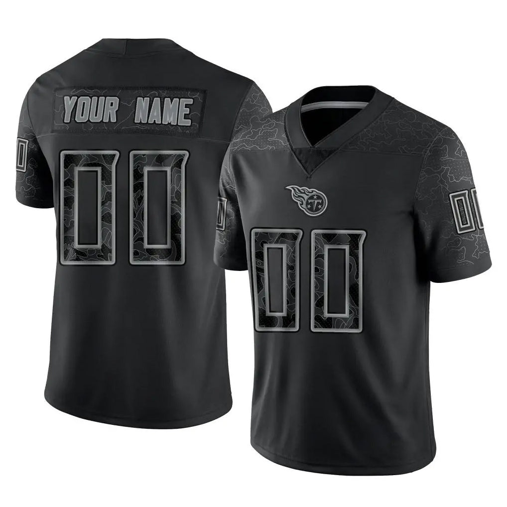 CAdoa Custom T.Titans Black Limited Reflective Home Game Any Name & Numbers Stitched Jerseys