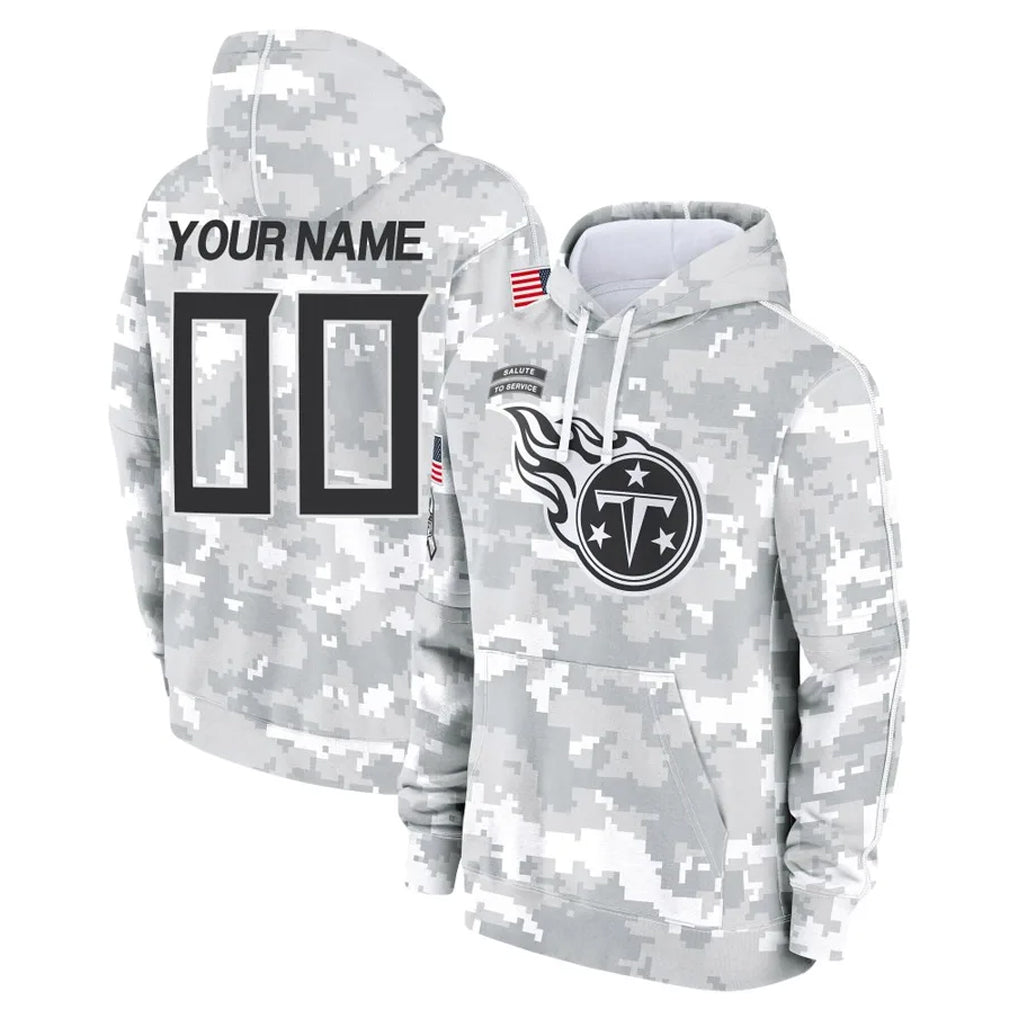 CAdoa Custom T.Titans Camo Arctic Salute to Service Pullover Hoodies Home Game Any Name & Numbers Stitched Jerseys