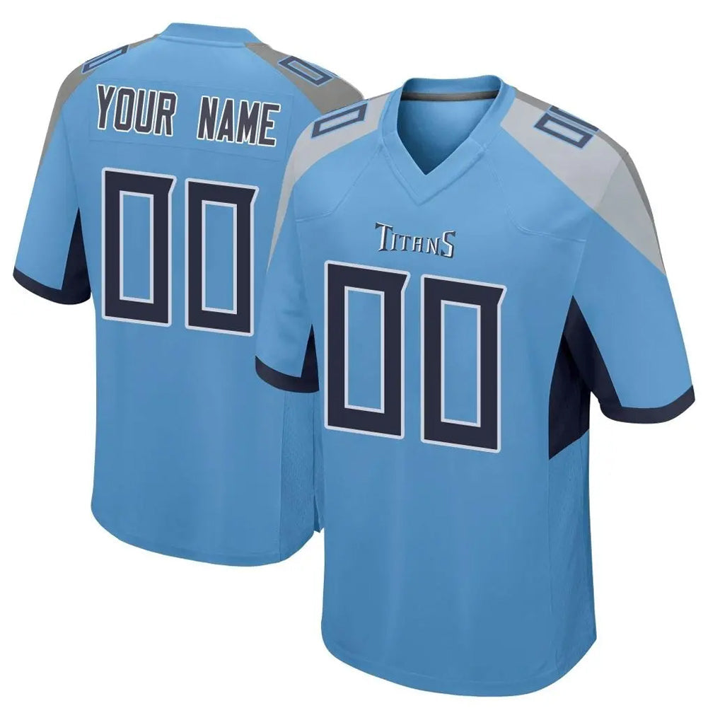 CAdoa Custom T.Titans Light Blue Home Game Any Name & Numbers Stitched Jerseys