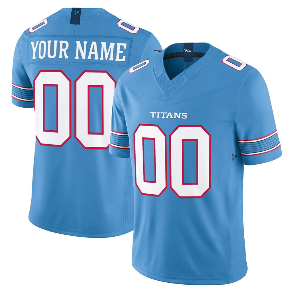CAdoa Custom T.Titans Light Blue Team Vapor F.U.S.E. Limited Home Game Any Name & Numbers Stitched Jerseys