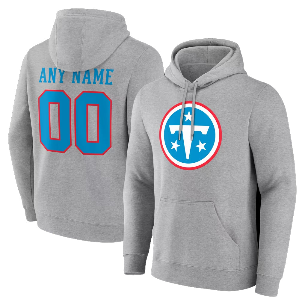 CAdoa Custom T.Titans Light Gray LOGO Pullover Hoodies Home Game Any Name & Numbers Stitched Jerseys
