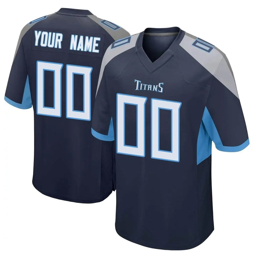 CAdoa Custom T.Titans Navy Home Game Any Name & Numbers Stitched Jerseys