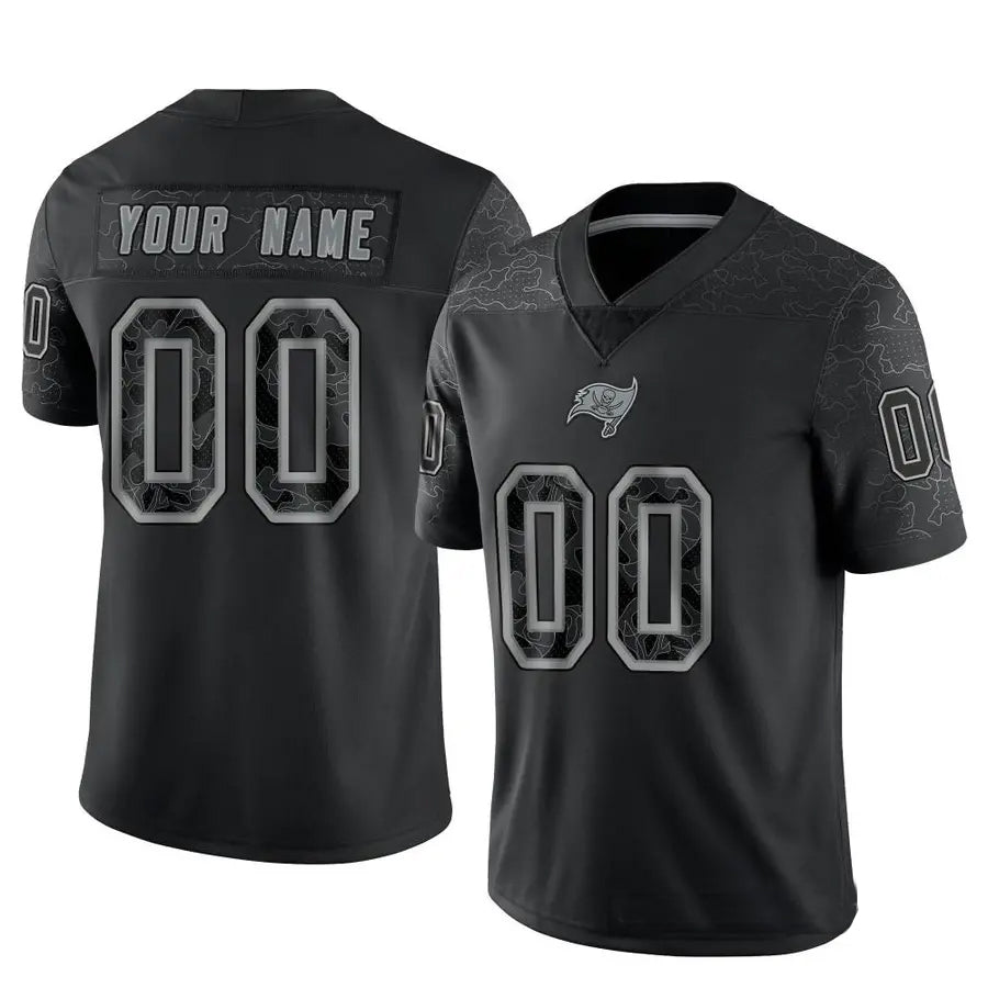CAdoa Custom TB.Buccaneers Black RFLCTV Limited Stitched Jerseys