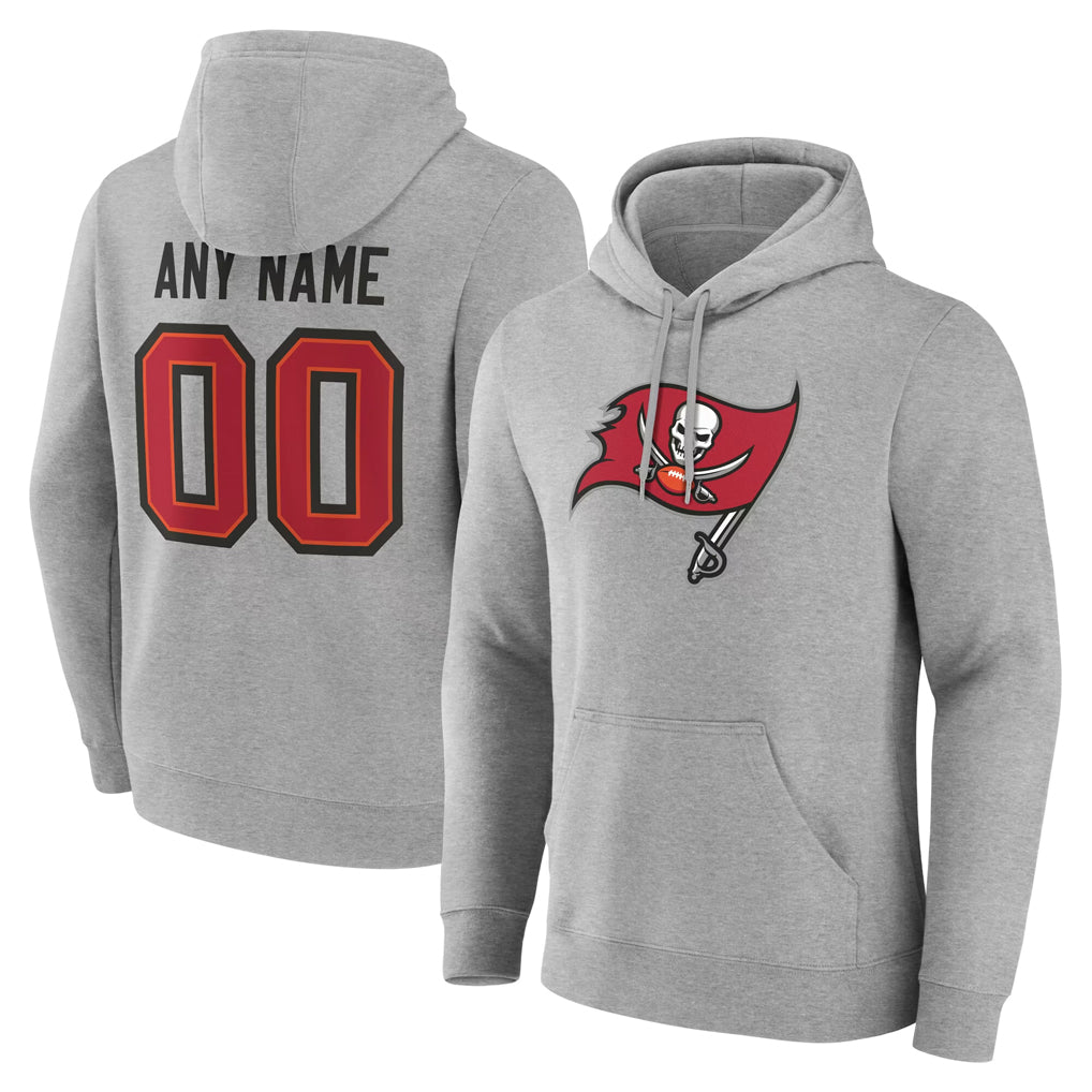 CAdoa Custom TB.Buccaneers Gray Pullover Hoodie Home Game Any Name & Numbers Stitched Jerseys