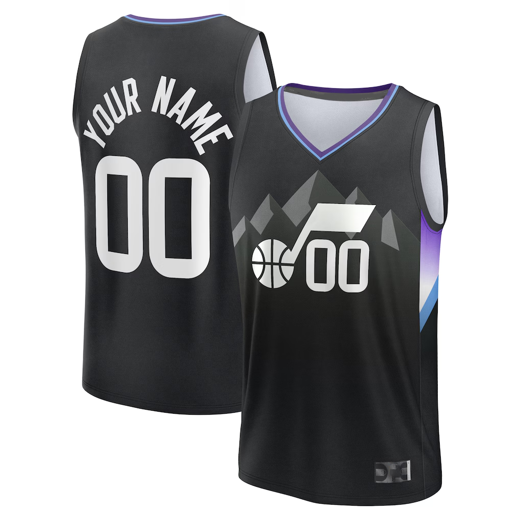 CAdoa Custom U.Jazz Fanatics Black Fast Break Jerseys - Statement Editio