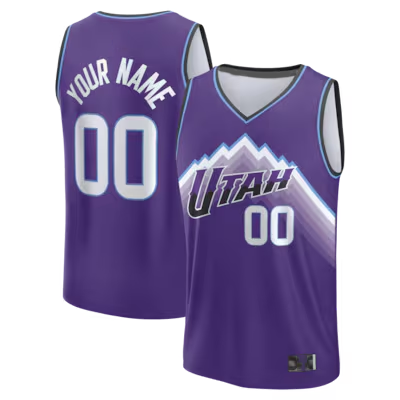 CAdoa Custom U.Jazz Fanatics Purple Fast Break Replica Custom Jerseys - Icon Edition