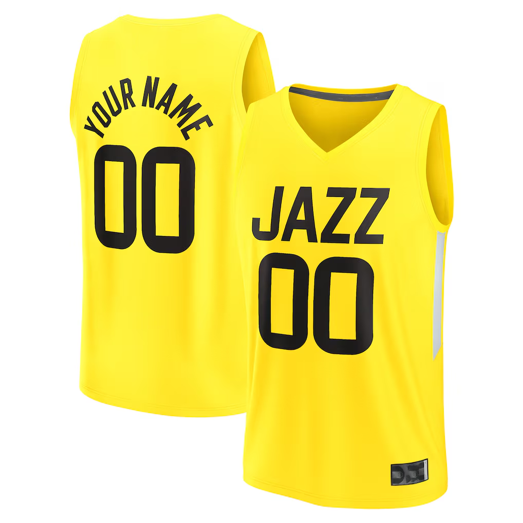 CAdoa Custom U.Jazz Fanatics Yellow Fast Break Replica Jerseys - Icon Edition