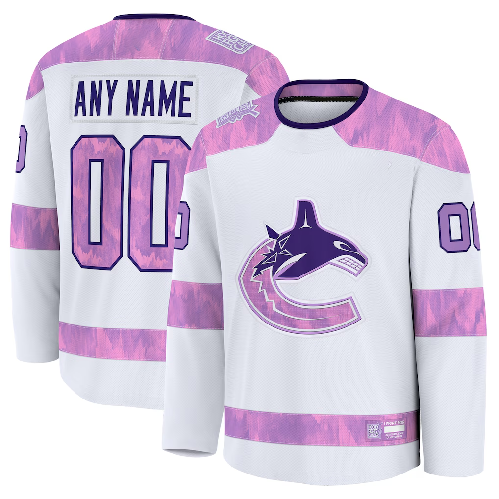 CAdoa Custom V.Canucks White 2024 Hockey Fights Cancer Practice Jerseys