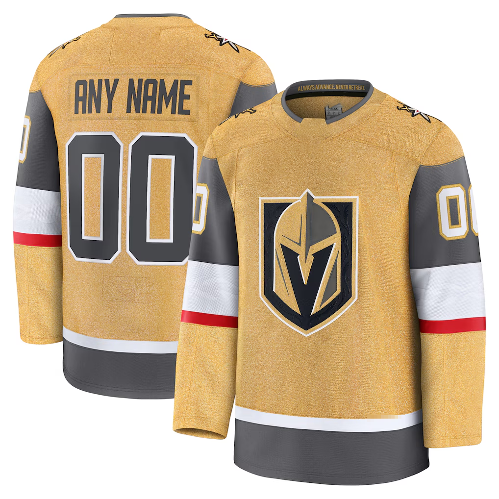 CAdoa Custom V.Golden Knights Gold Home Premium Jerseys
