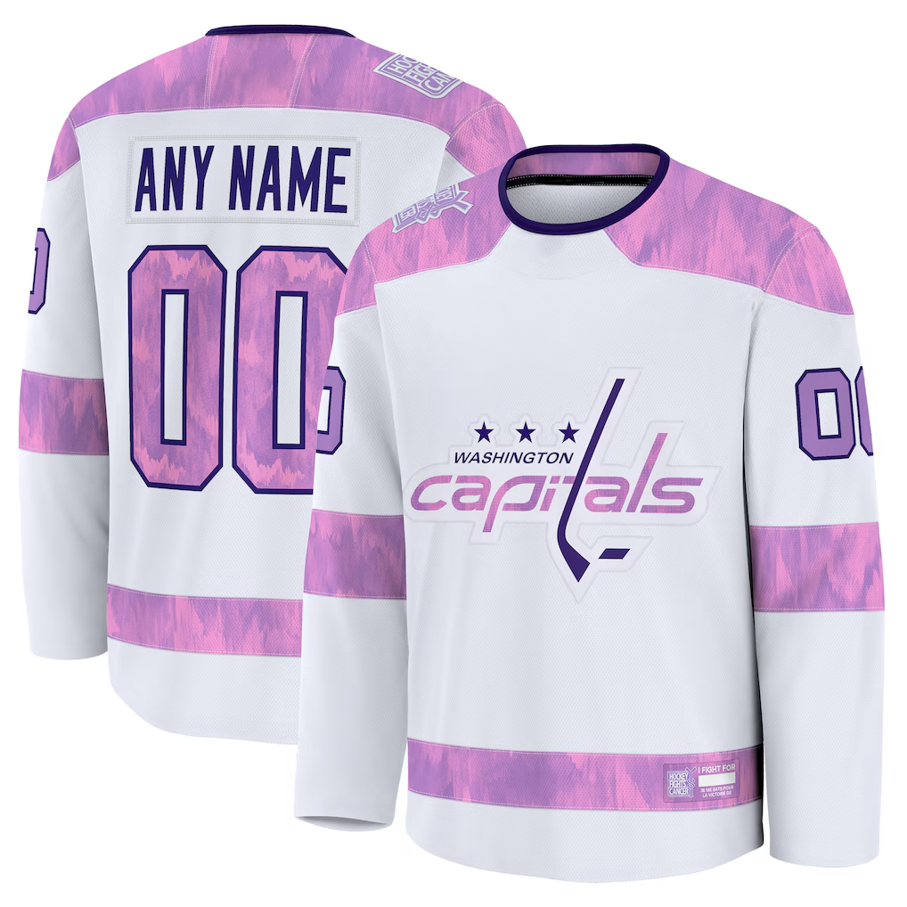 CAdoa Custom W.Capitals White 2024 Hockey Fights Cancer Practice Jerseys