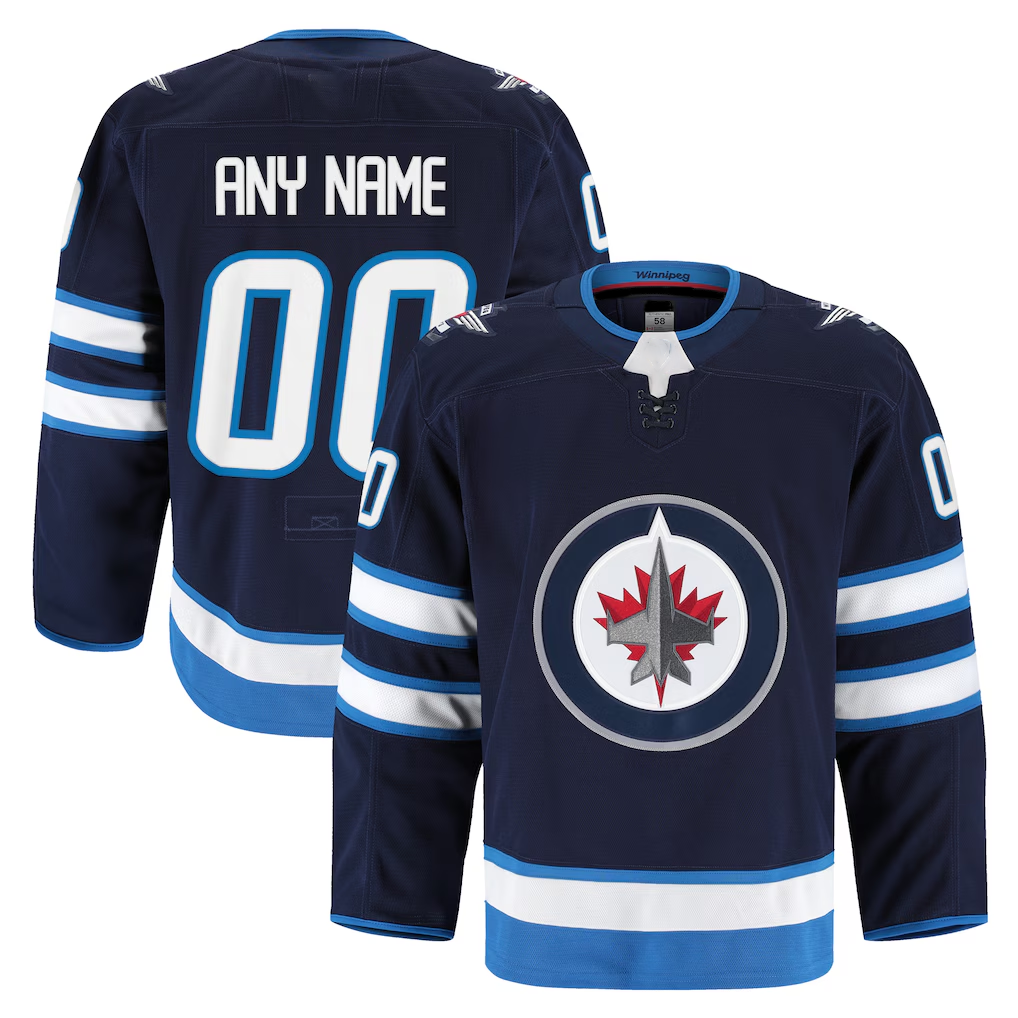 CAdoa Custom W.Jets Navy Home Authentic Pro Jerseys