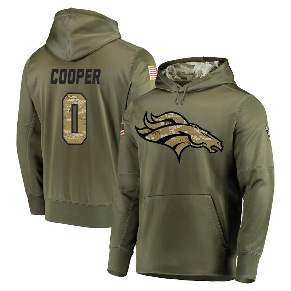 CAdoa D.Broncos #0 Jonathon Cooper Player Olive Salute to Service Pullover Hoodies Home Game Stitched Jerseys