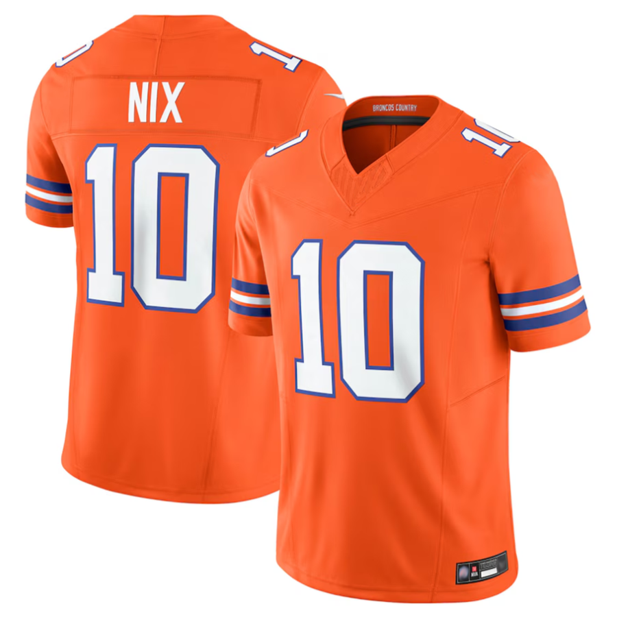 CAdoa D.Broncos #10 Bo Nix Player Orange Vapor F.U.S.E. Limited Stitched Jerseys