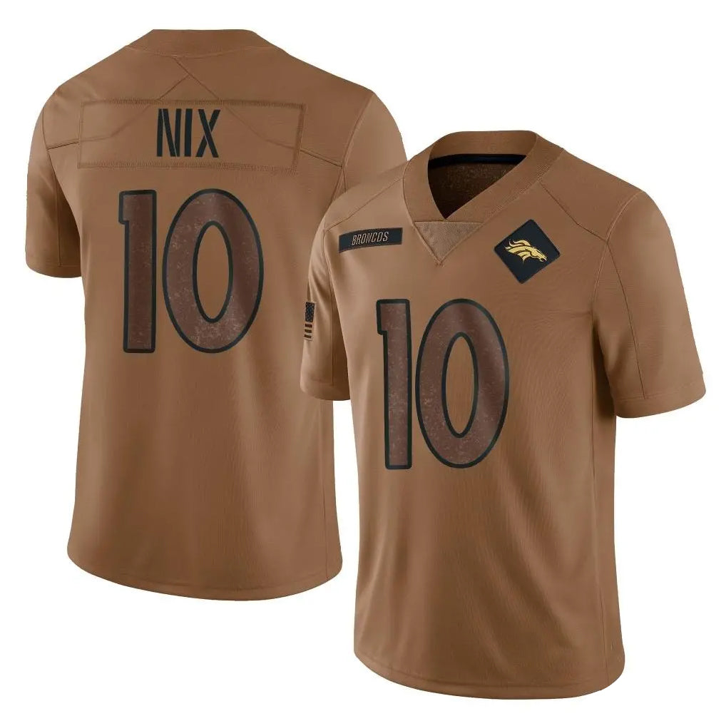 CAdoa D.Broncos #10 Bo Nix Player Brown Salute To Service Limited Stitched Jerseys