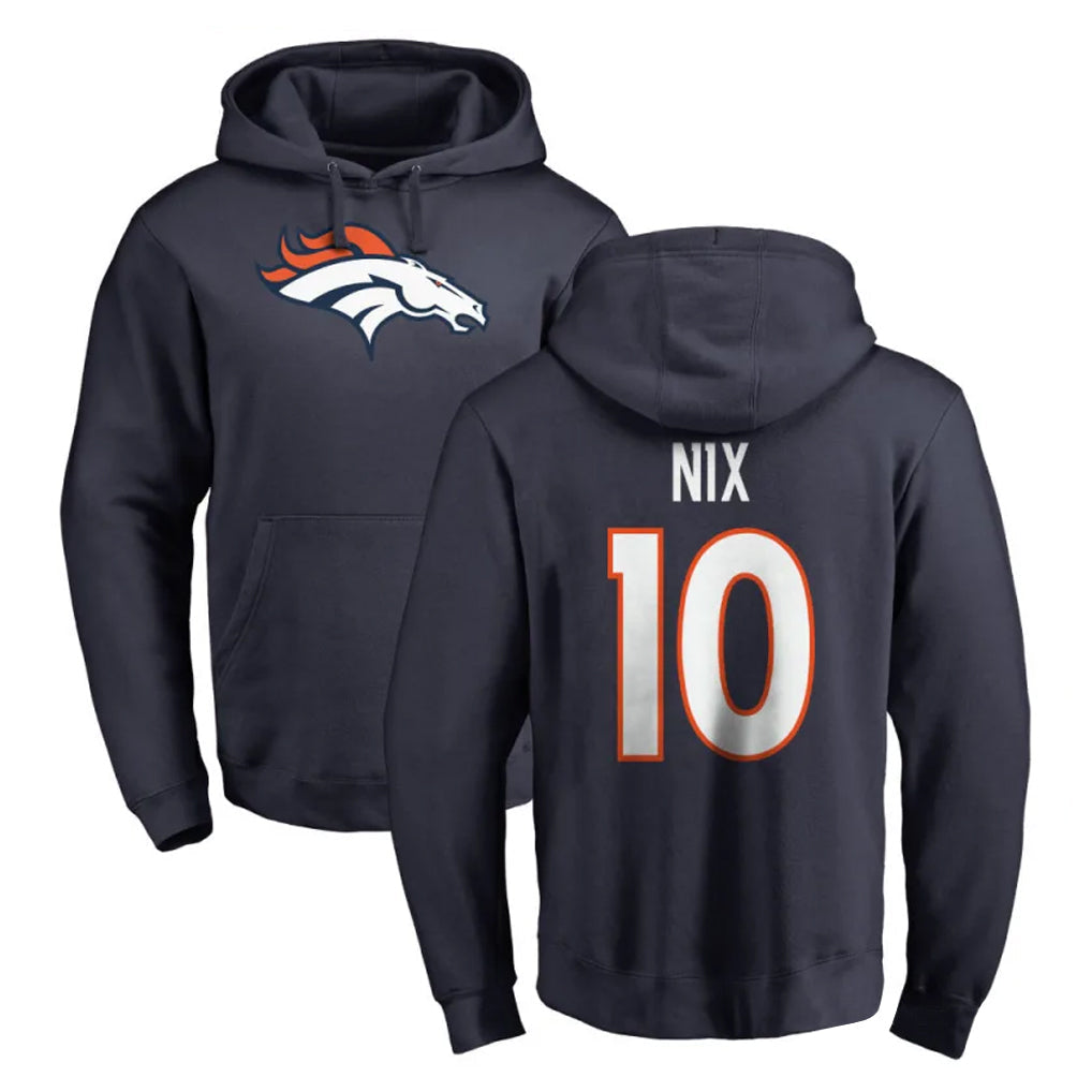CAdoa D.Broncos #10 Bo Nix Player Navy Pullover Hoodie Limited Stitched Jerseys