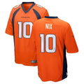 CAdoa D.Broncos #10 Bo Nix Player Orange Game Stitched Jerseys
