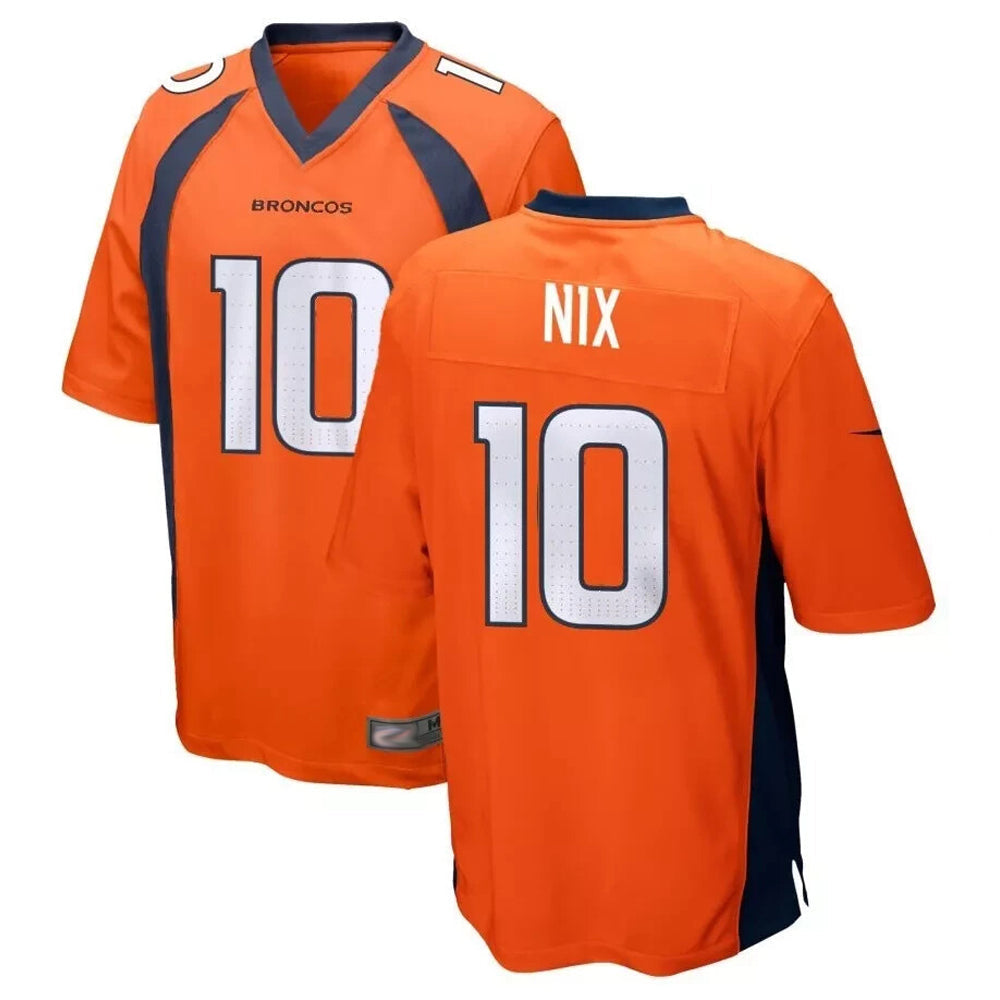 CAdoa D.Broncos #10 Bo Nix Player Orange Game Stitched Jerseys