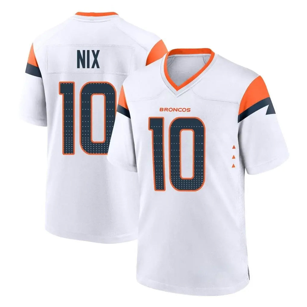 CAdoa D.Broncos #10 Bo Nix Player White Home Game Stitched Jerseys
