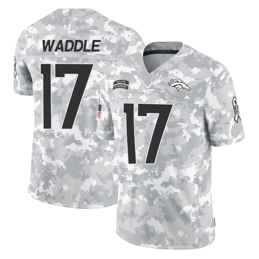 CAdoa D.Broncos #17 Jaylen Waddle Player Arctic Camo Salute To Service Limited Stitched Jerseys