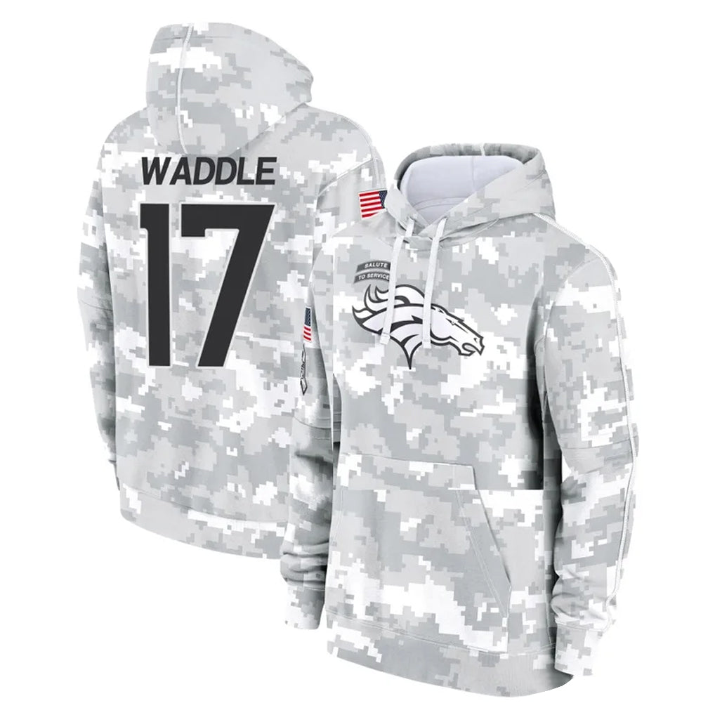 CAdoa D.Broncos #17 Jaylen Waddle Player Arctic Camo Salute to Service Hoodies Limited Game Stitched Jerseys