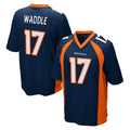 CAdoa D.Broncos #17 Jaylen Waddle Player Navy Game Stitched Jerseys