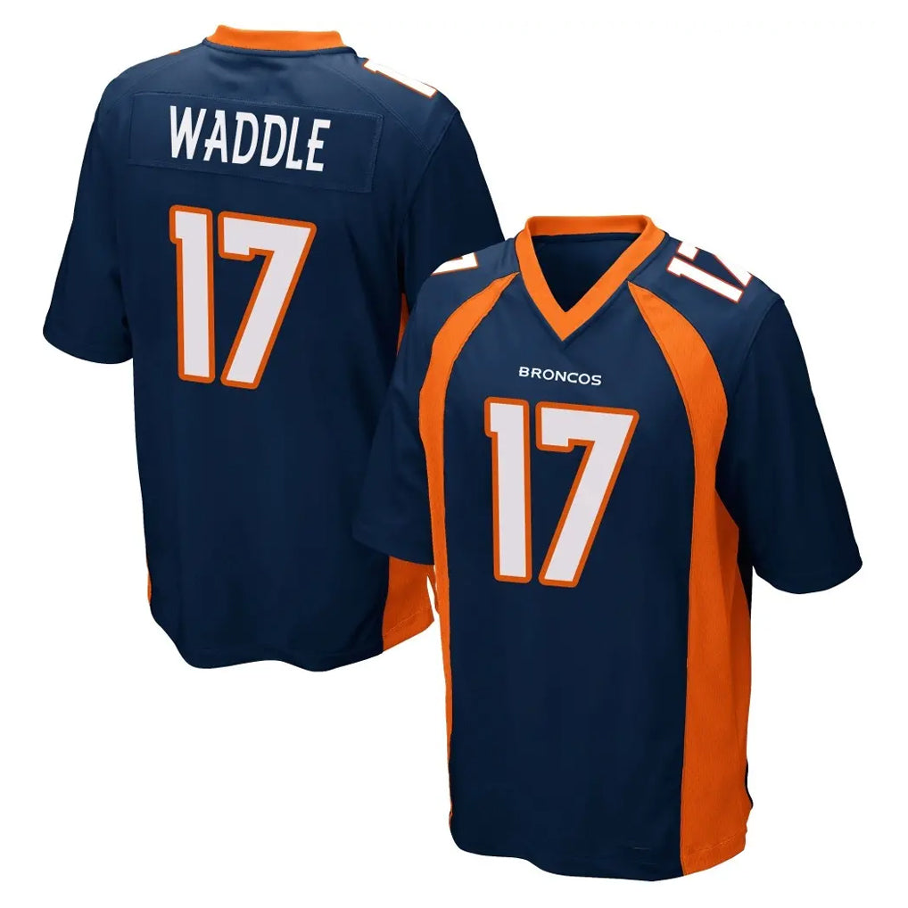 CAdoa D.Broncos #17 Jaylen Waddle Player Navy Game Stitched Jerseys