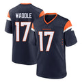 CAdoa D.Broncos #17 Jaylen Waddle Player Navy Home Game Stitched Jerseys