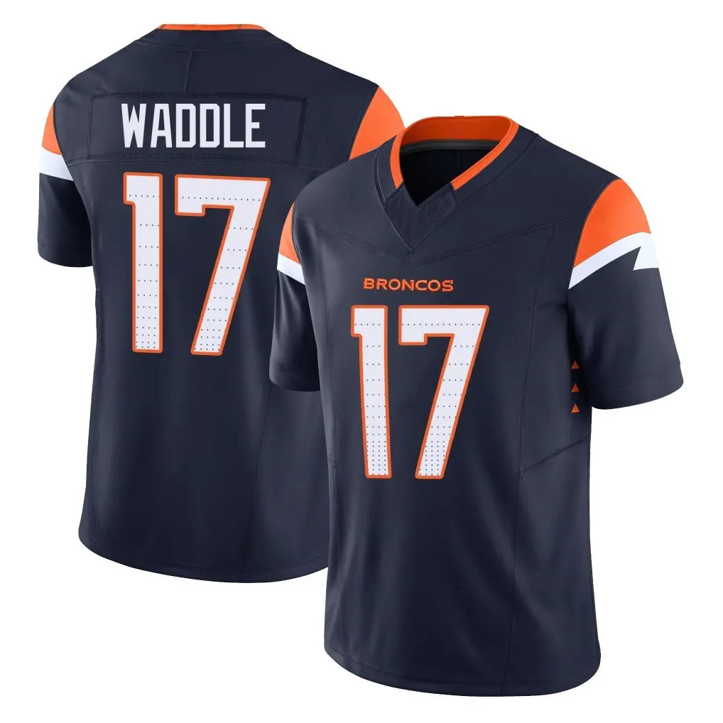 CAdoa D.Broncos #17 Jaylen Waddle Player Navy Limited Vapor F.U.S.E. Home Game Stitched Jerseys