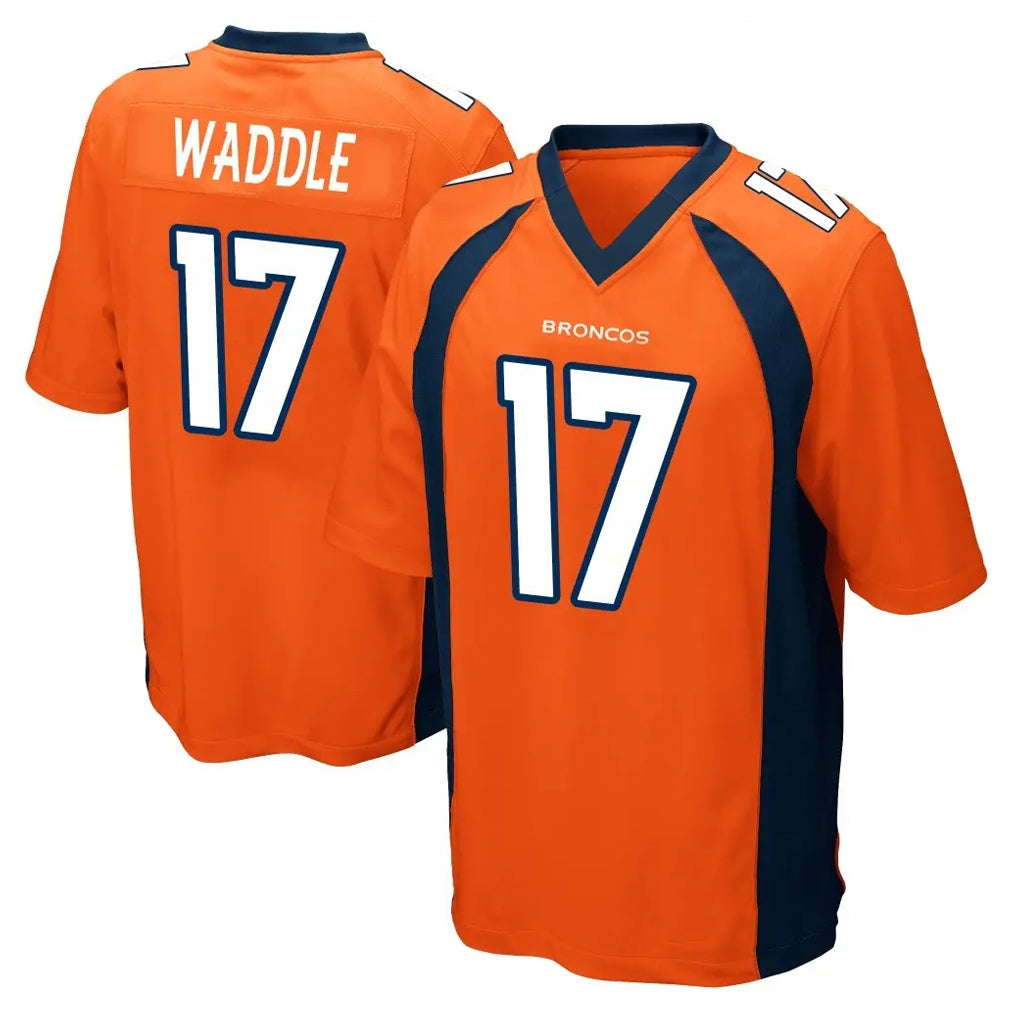 CAdoa D.Broncos #17 Jaylen Waddle Player Orange Color Home Game Stitched Jerseys