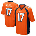 CAdoa D.Broncos #17 Jaylen Waddle Player Orange Color Home Game Stitched Jerseys