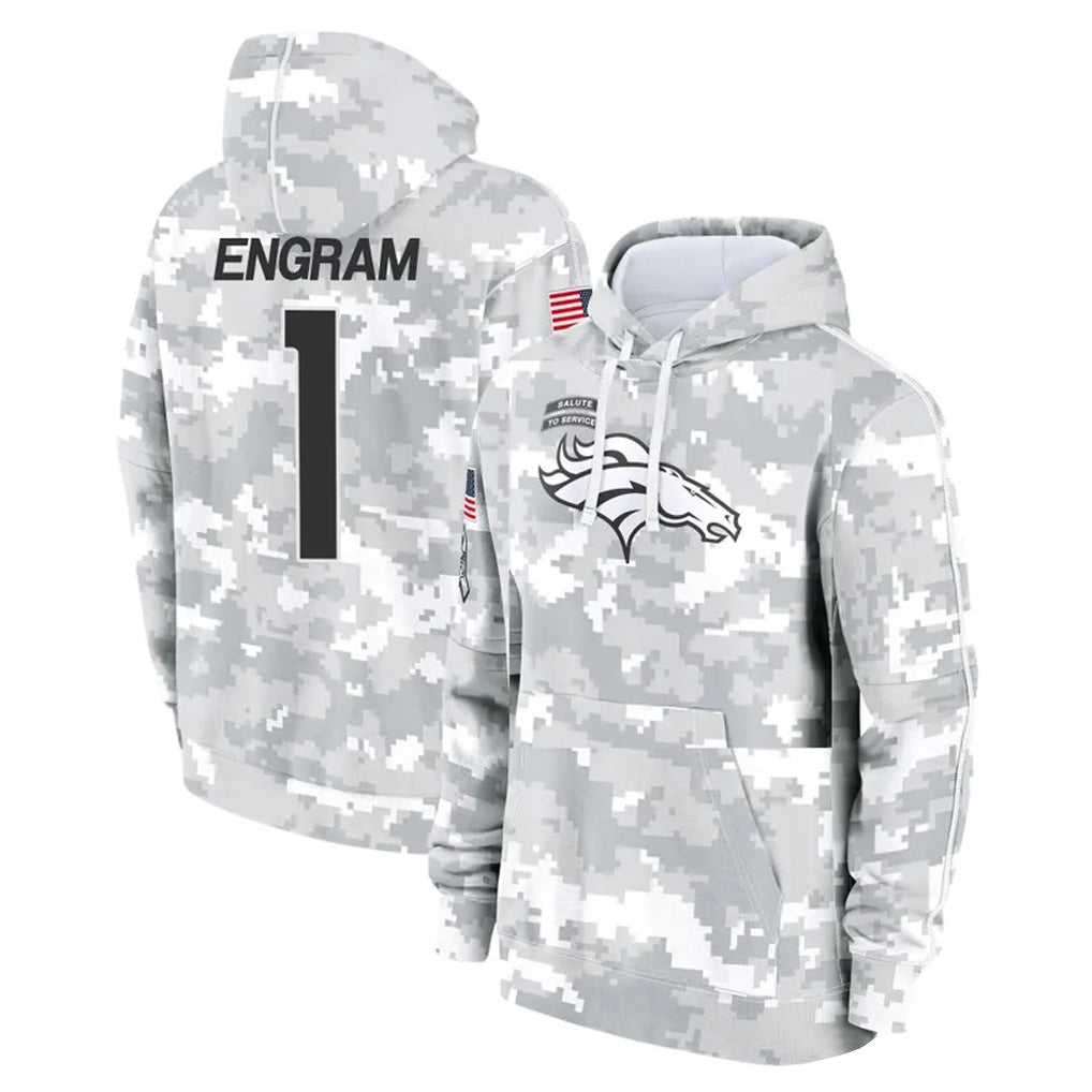 CAdoa D.Broncos #1 Evan Engram Player Arctic Camo Salute to Service Hoodies Limited Game Stitched Jerseys