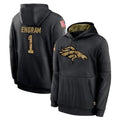 CAdoa D.Broncos #1 Evan Engram Player Black Salute to Service Pullover Hoodies Limited Stitched Jerseys